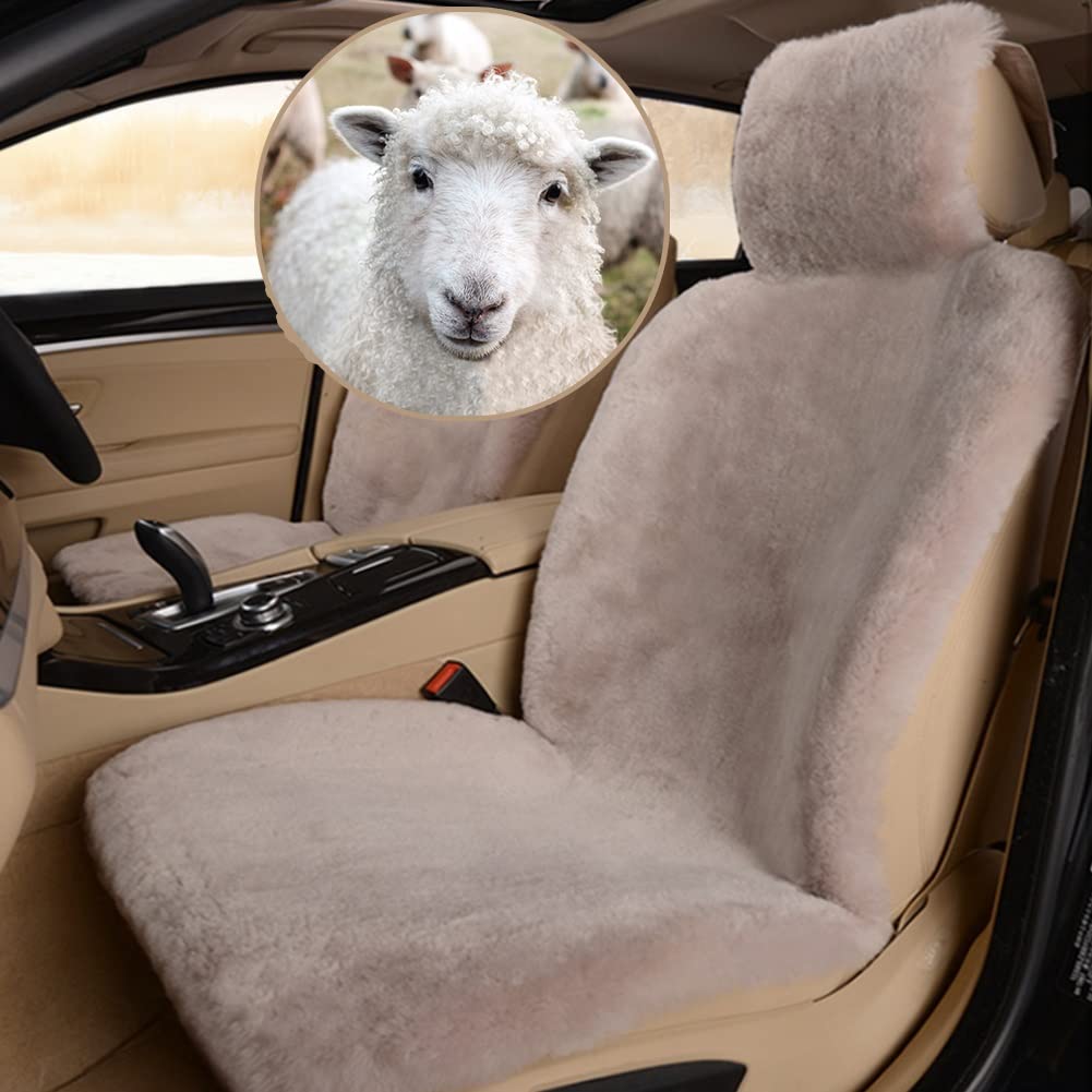 Coprisedile Beige Auto Coprisedile In Pelle Di Pecora Sheepskin - Foto 3