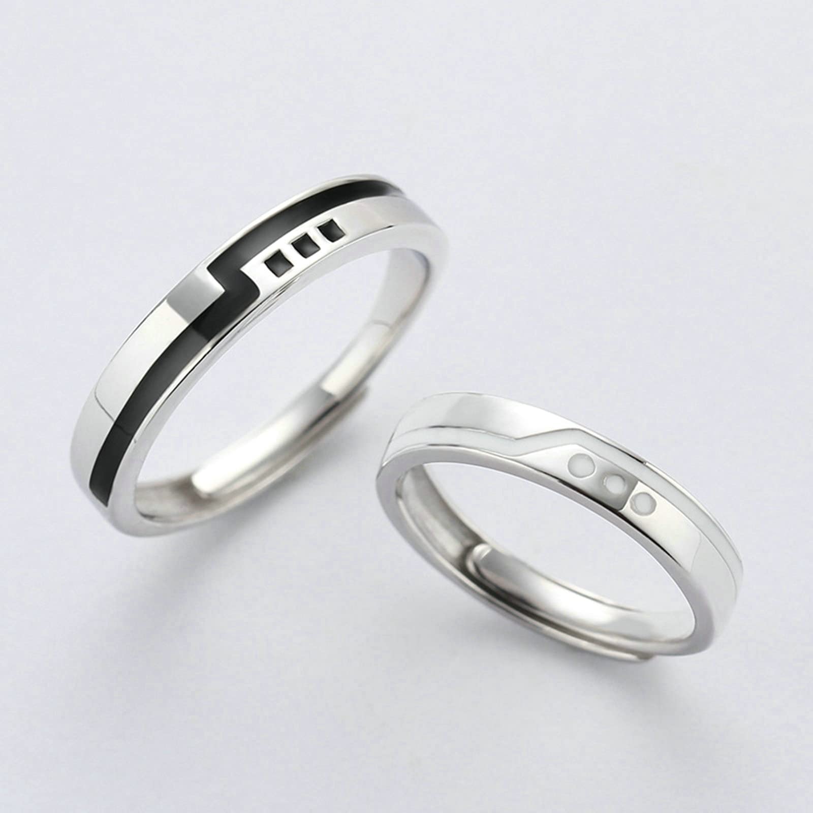 Anello Vintage, Fedine Fidanzamento Coppia con Incisione Argento Sterling Fidanzamento Anelli Regolabili per Uomo e Donna