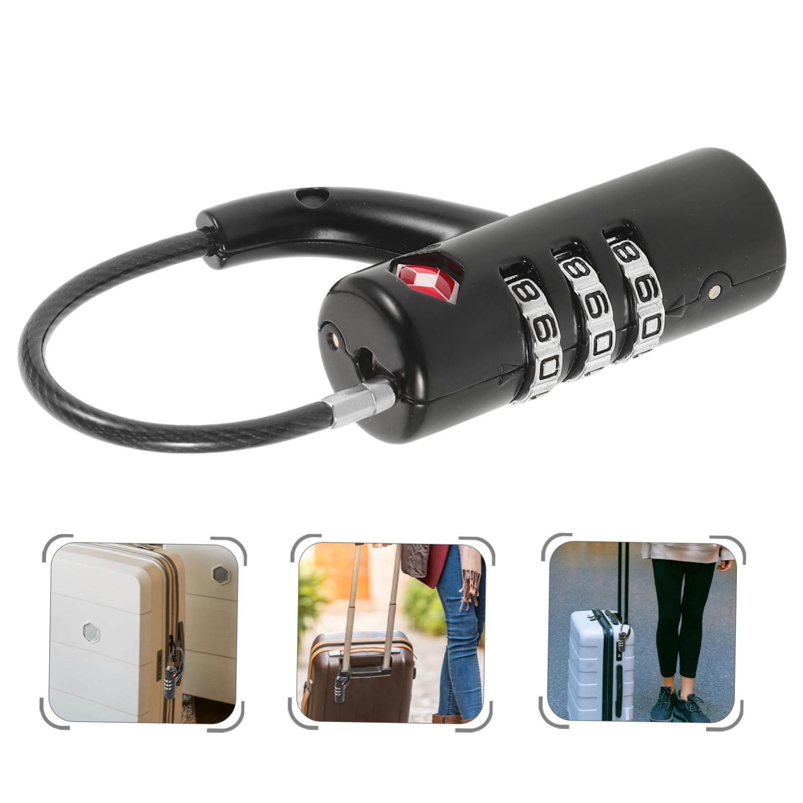 SOLUSTRE 3piezas Candado De Combinación Para Equipaje Cable De Inoxidable Bloqueo Seguro Para Maletas y Mochilas Para Viajes Tsa y Protección De Pertenencias