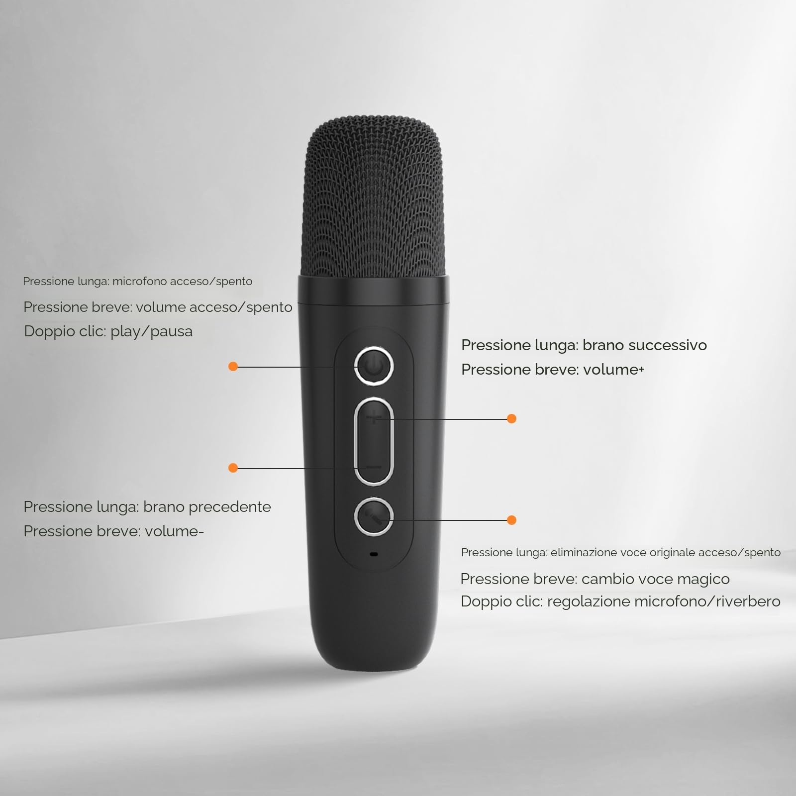 Karaoke con Microfono, Karaoke Macchina per Bambini più 2 microfoni, altoparlante portatile bluetooth per karaoke con cambio di voce e luce a led (nero)