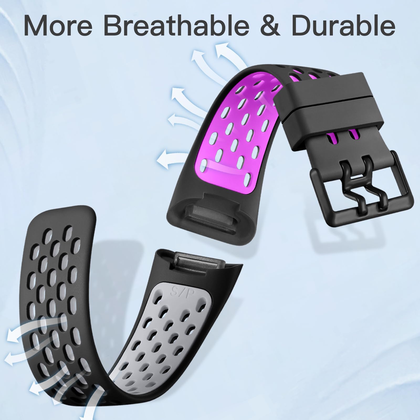 Maledan Sport Band Compatible With Fitbit Charge 5/ Charge 6 Bands for Women and Men, Super Breathable Wristband Replacement Accessorry for Fitbit Charge 5/ Charge 6 Smartwatch, Large