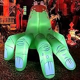 COMIN 6 FT Halloween Inflatables Hand Outdoor Decorations Blow Up Yard Scary Green Giant with Built-in LEDs for Indoor Party Garden Lawn Decor