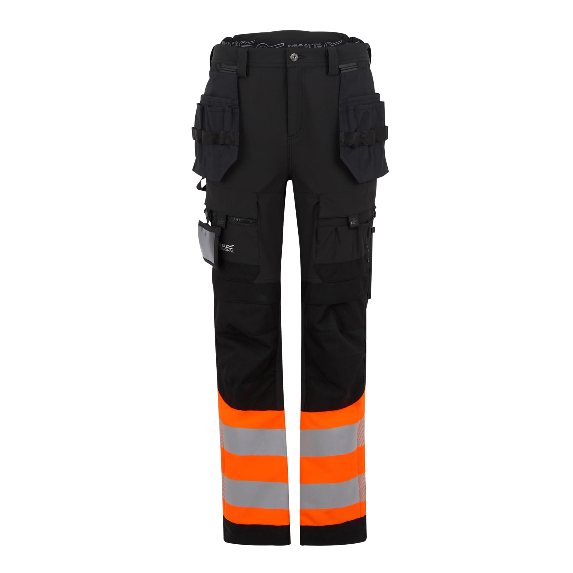 Regatta Professional Unisex Adult High-Vis Work Trousers (36S) (Black/Orange)