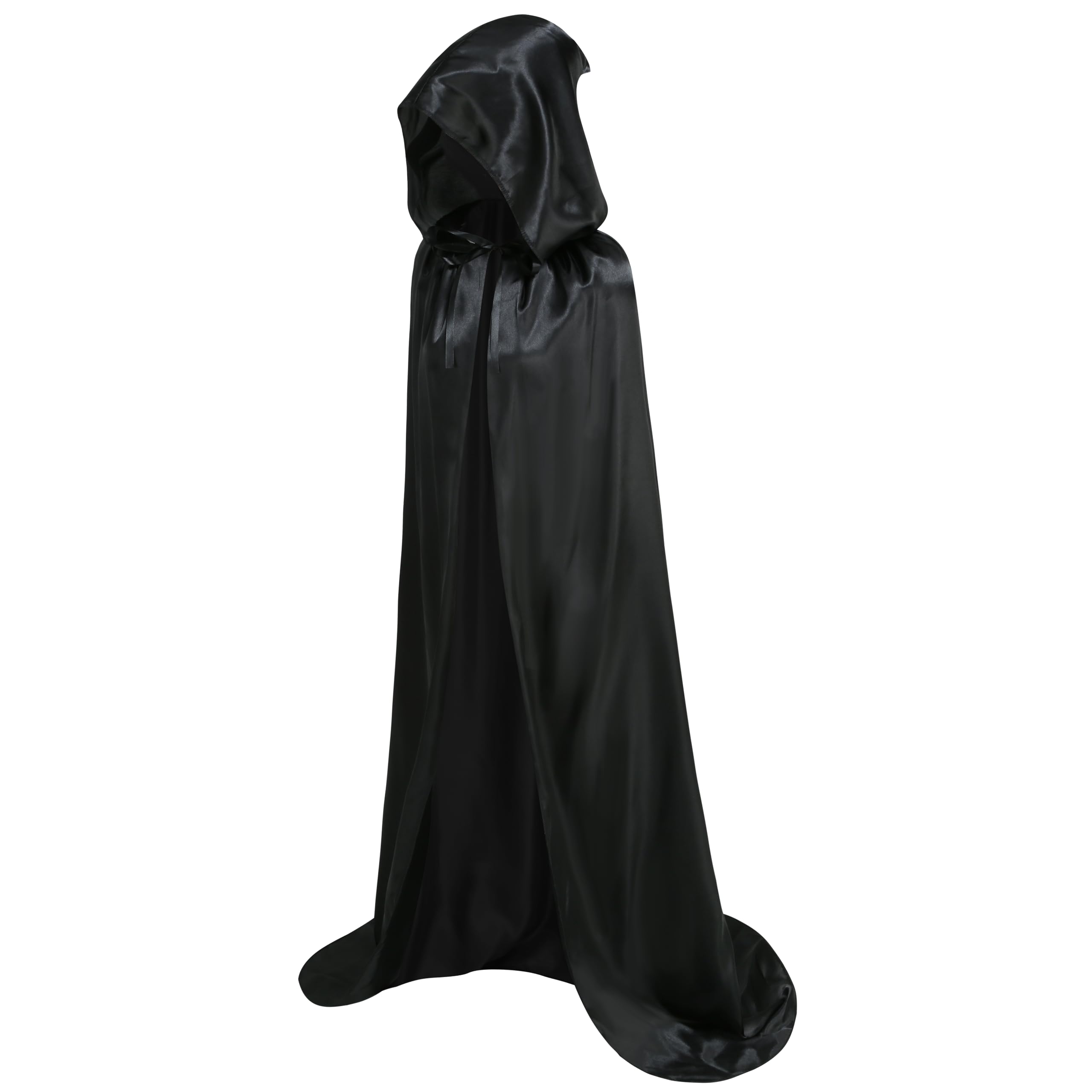 DELIVESS Unisex Adult Hooded Solid color Cape Full Length Halloween Christmas Costume Party Cloak(59", Black)