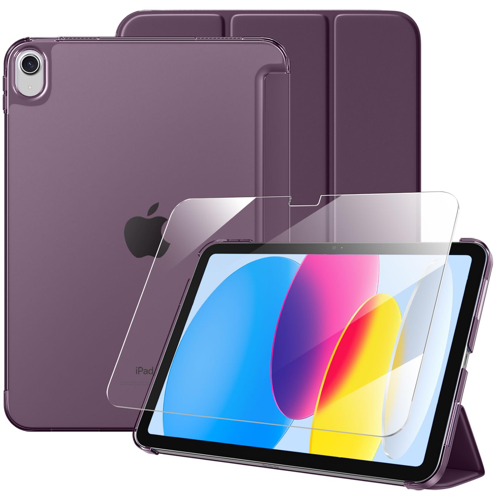 Case with Screen Protector for iPad A16 11th 10th Generation (2025/2022, 11/10.9 Inch), Slim Hard Translucent Back Full Protective Smart Cover for iPad 11, Auto Sleep/Wake, Sea Blue — view 15
