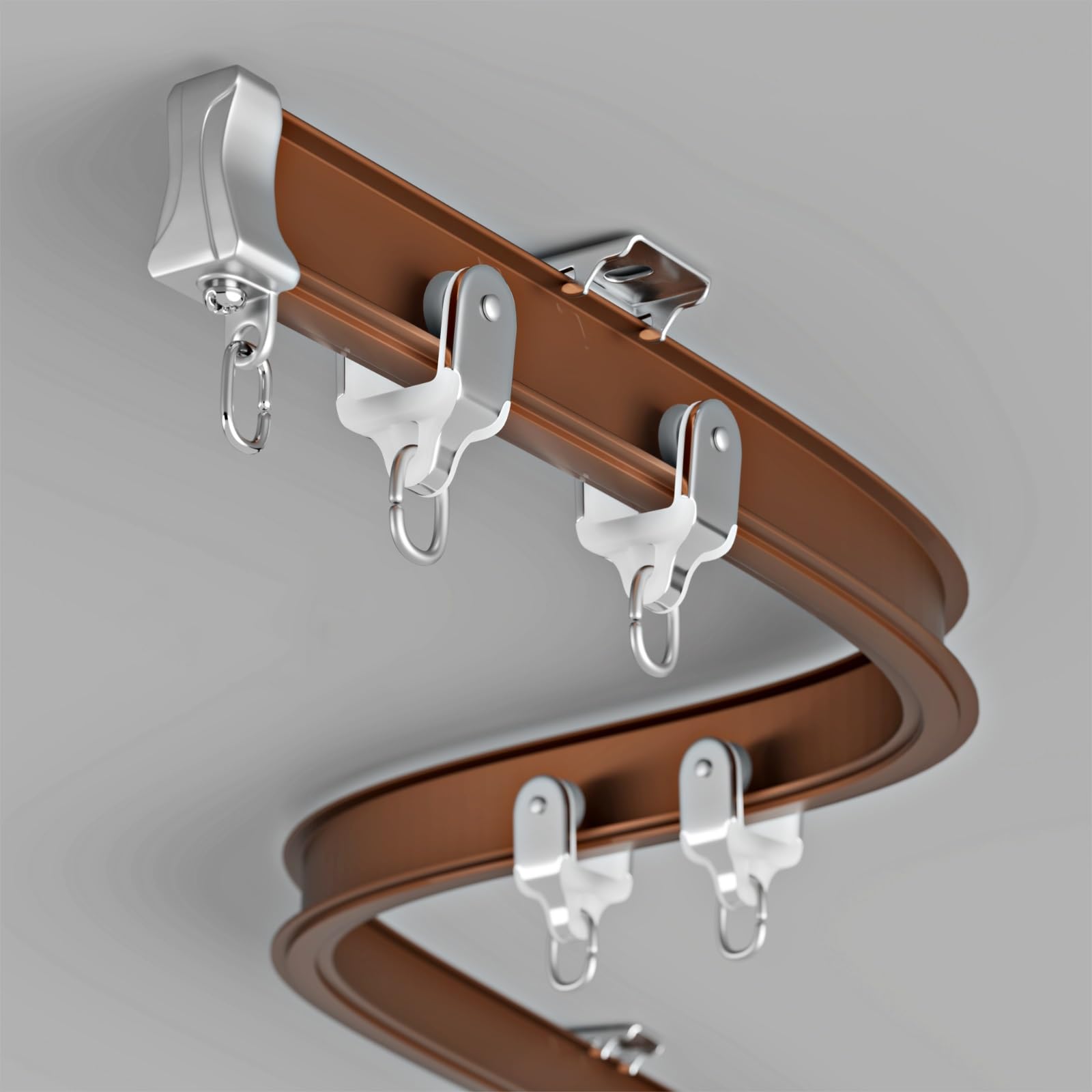 Riel de cortina ajustable de aluminio flexible de 12.1 pies para pared