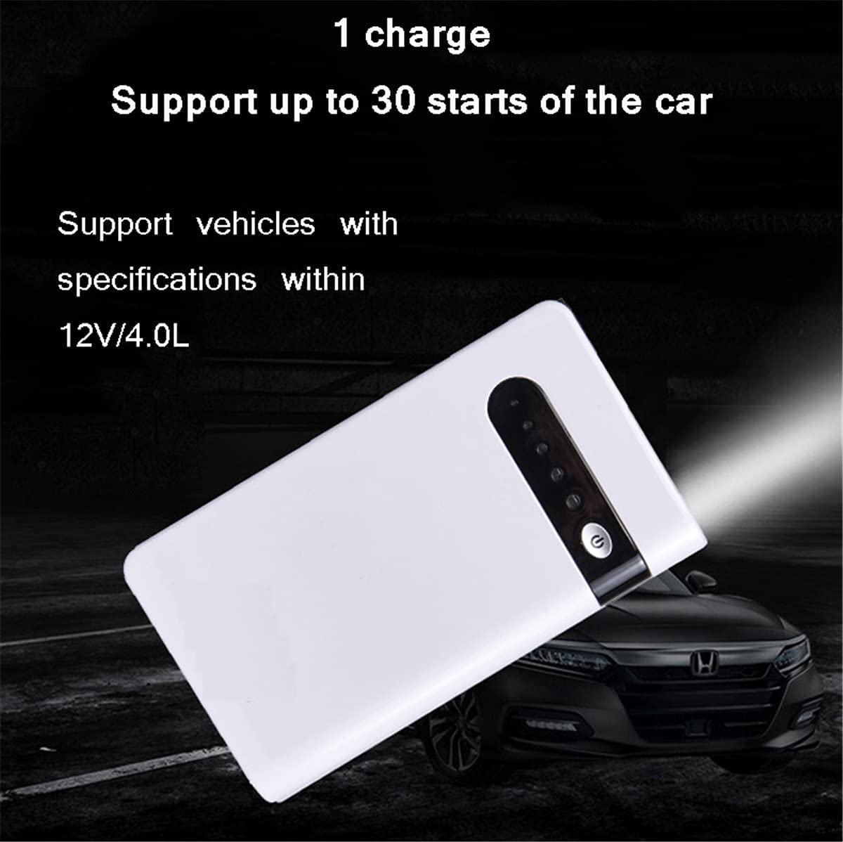 Pack de Batterie de démarrage, démarreur de Voiture Portable, Bloc d'alimentation 12 V 30 000 mAh, Booster de Batterie de Voiture d'urgence avec lumière LED intégrée