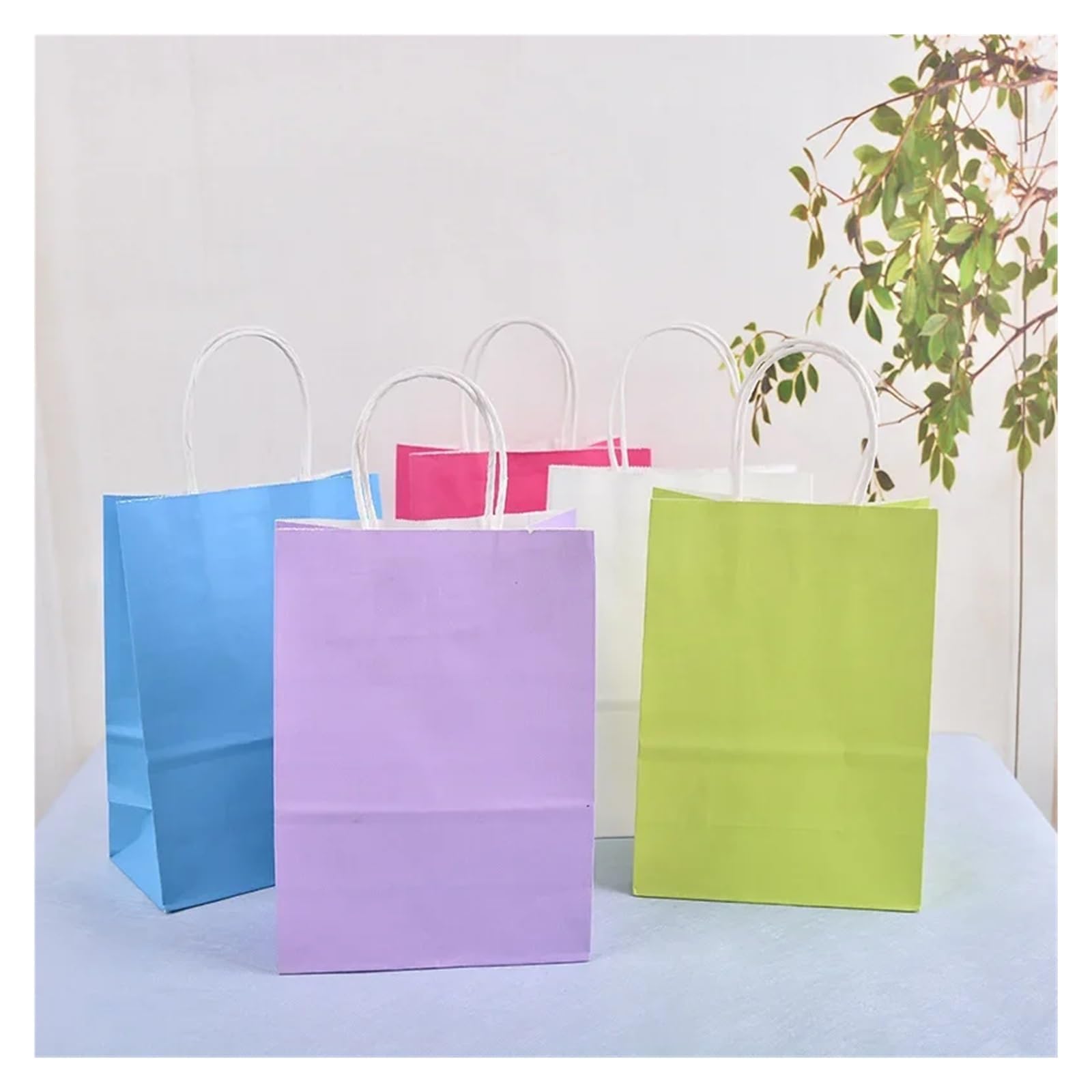 Bolsas de Papel Bolsas de Papel 10/20/30/50 Uds Mini bolsa pequeña de papel Kraft con asas bolsa de regalo for Festival bolsas de compras de dulces(Blue,21X27X11CM (M)_50PCS)