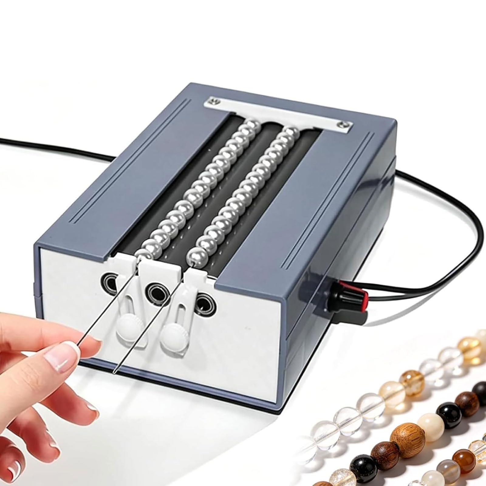 Eiwitany Electric Bead String Maker - Double-Track Bead Threading Tool,Auto Needle Alignment & Adjustable Speed for Easy Jewelry Making
