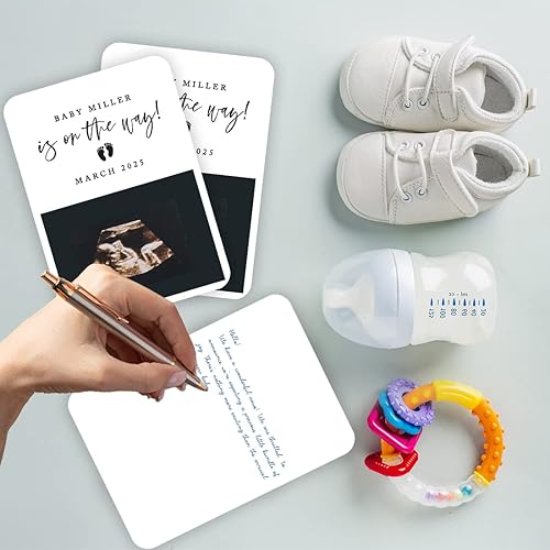 Miniatura 2 de Andaz Press Tarjetas de anuncios de embarazo personalizadas con sobres, Baby Is On The Way Ideas personalizadas para revelar ideas de anuncio de