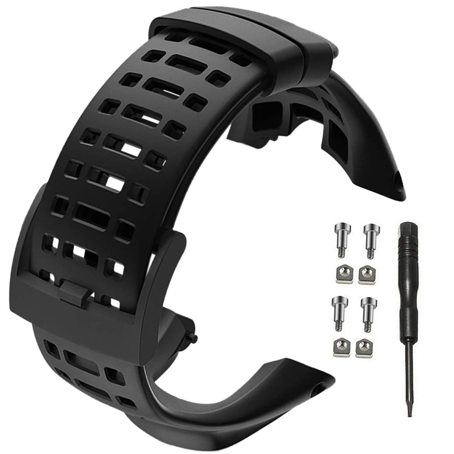 SUUNTO スント 交換用バンド ストラップ ベルト アンビット用 Suunto Ambit3 Peak / Ambit3 Run / Ambit3 Sport / Ambit 2R / Ambit 2S / Ambit 2/ Ambit 1 対応 工具付 (多孔質/黒)