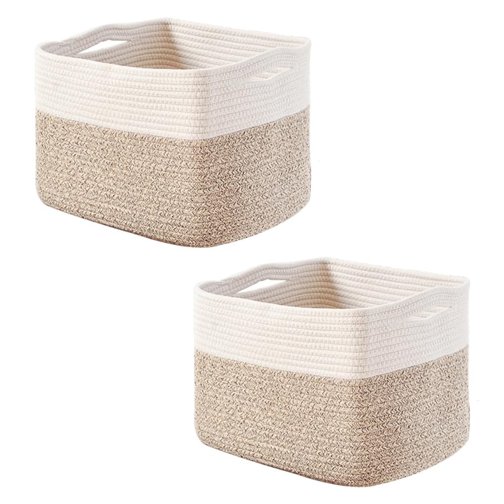 Hndhbfgrt Storage Baskets for Organizing, Woven Cotton Rope Basket for Storage Books, Baby Organizing Baskets, Toy Storage Basket