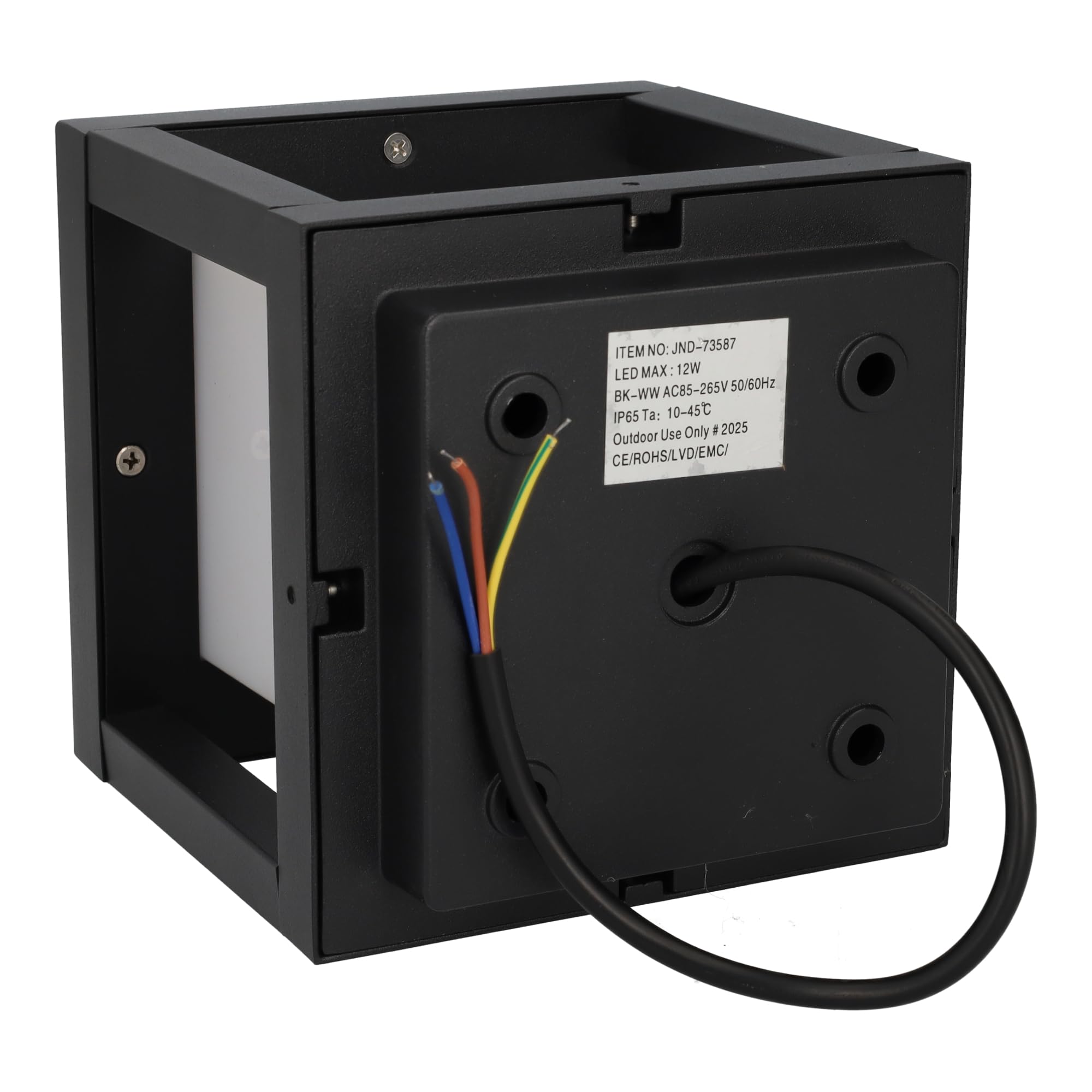 Jandei - 2 x Lámpara LED Exterior Cuadrada 16W, 3000K Luz Cálida, IP65 Resistente al Agua y Polvo, 240V, Diseño Moderno en Cubo Negro para Jardín, Terraza, Patio y Caminos