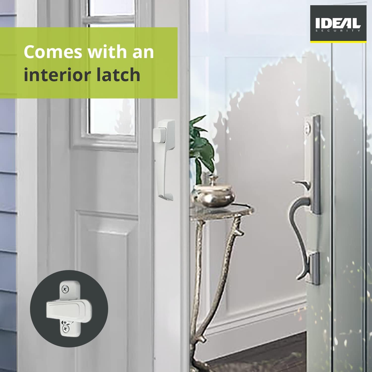 Ideal Security Inc. BK311W VP Push Button Storm Door Handle Set, No Key, White