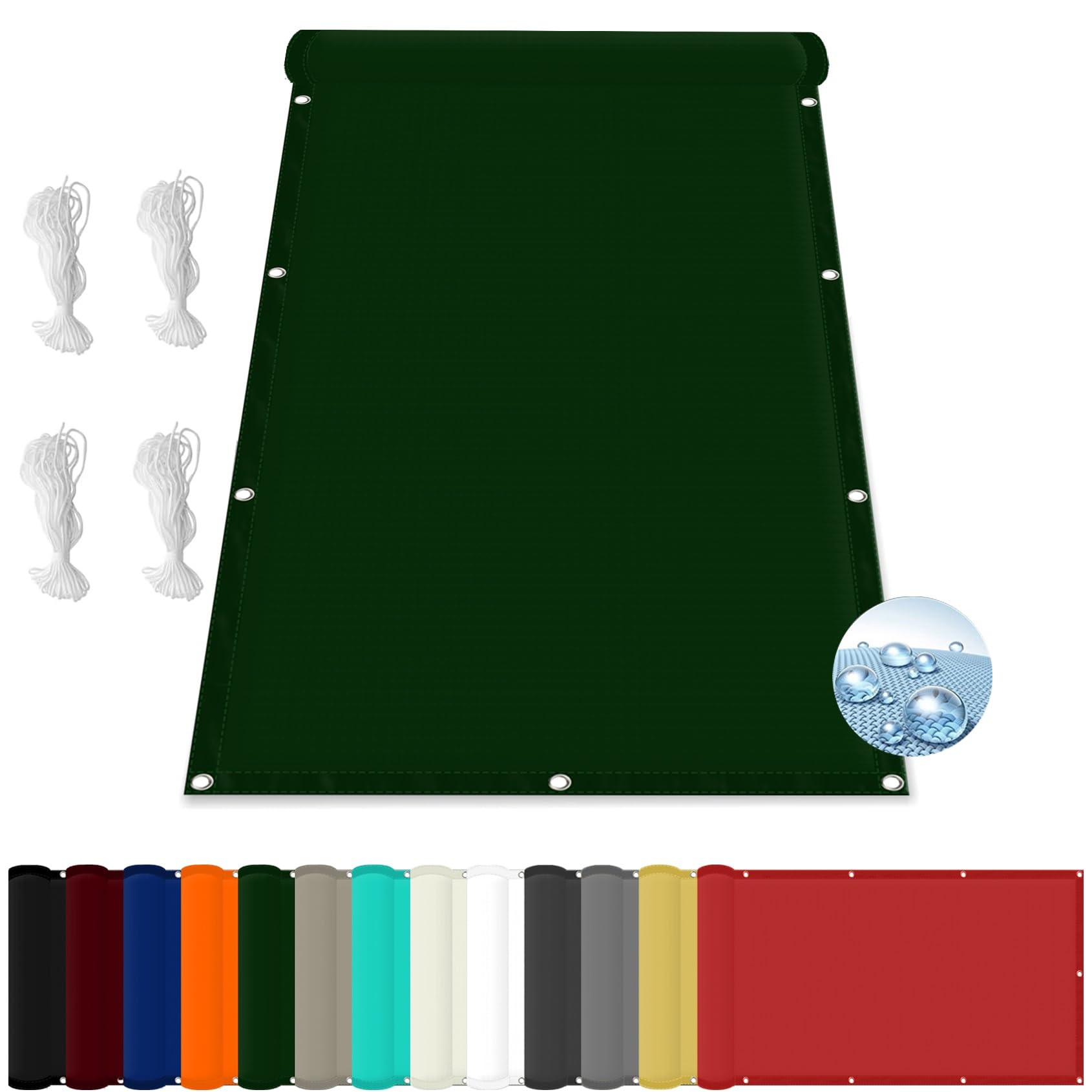 GLDYTVF Waterproof Sun Shade Sail 4.8 x 5.2m 98% UV Block Protection Outdoor Sun Shade Sail with Grommets and Rope for Balcony Carports Kennel Dark Green