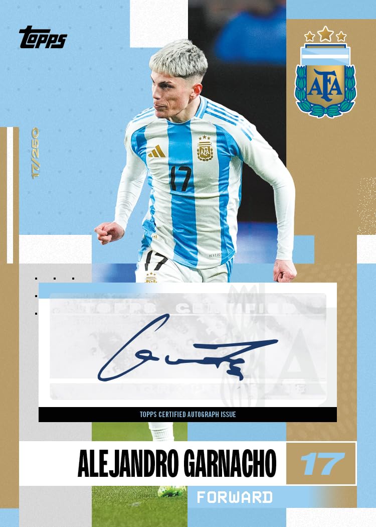 Topps Argentinien-Team-Set 24/25-30 Karten pro Box, einschließlich einer Autogramm-, Relikt- oder Auto-Relikt-Karte in jeder Box