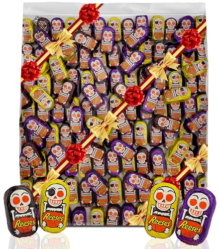 Halloween Skeleton-Shaped 1 LB Peanut Butter Chocolate Miniatures Gift...