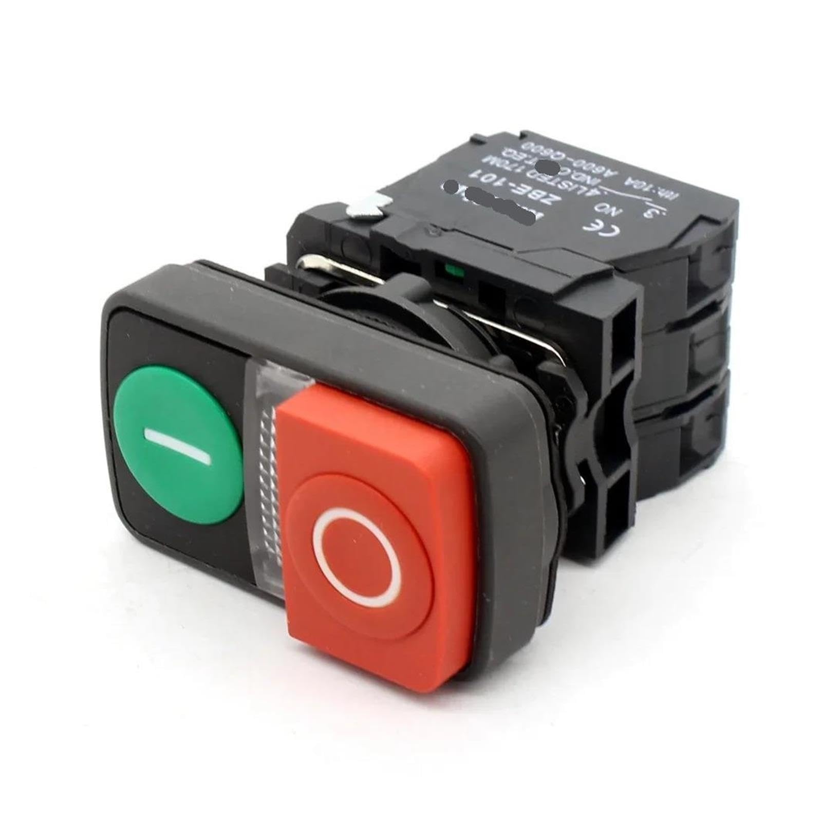 Interrupteur à double bouton-poussoir rouge-vert alimentation marche/arrêt