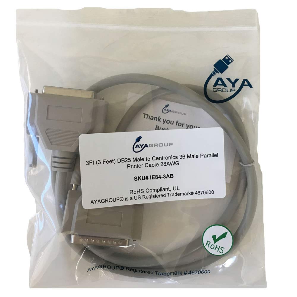 AYA - Cable de impresora paralelo DB25 macho a Centronics 36 macho de 3 pies 4