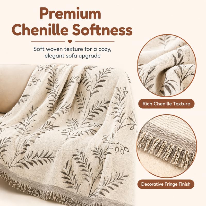 Image of Homero Sofa Cover 2 Seater Luxury Chenille Sofa Cover with Reversible Anti Slip Design, Soft Touch Sofa Seat Cover for Living Room Furniture