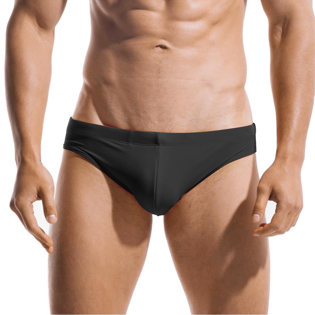 AIMPACT Mens Vintage Swim Briefs Sexy Bikini Swimwear Quick Dry Retro Swimsuit with Drawstring