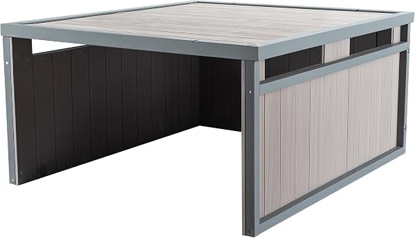 Garage pour robot tondeuse en bois massif, 80 x 70 x 38 cm, toit plat, gris