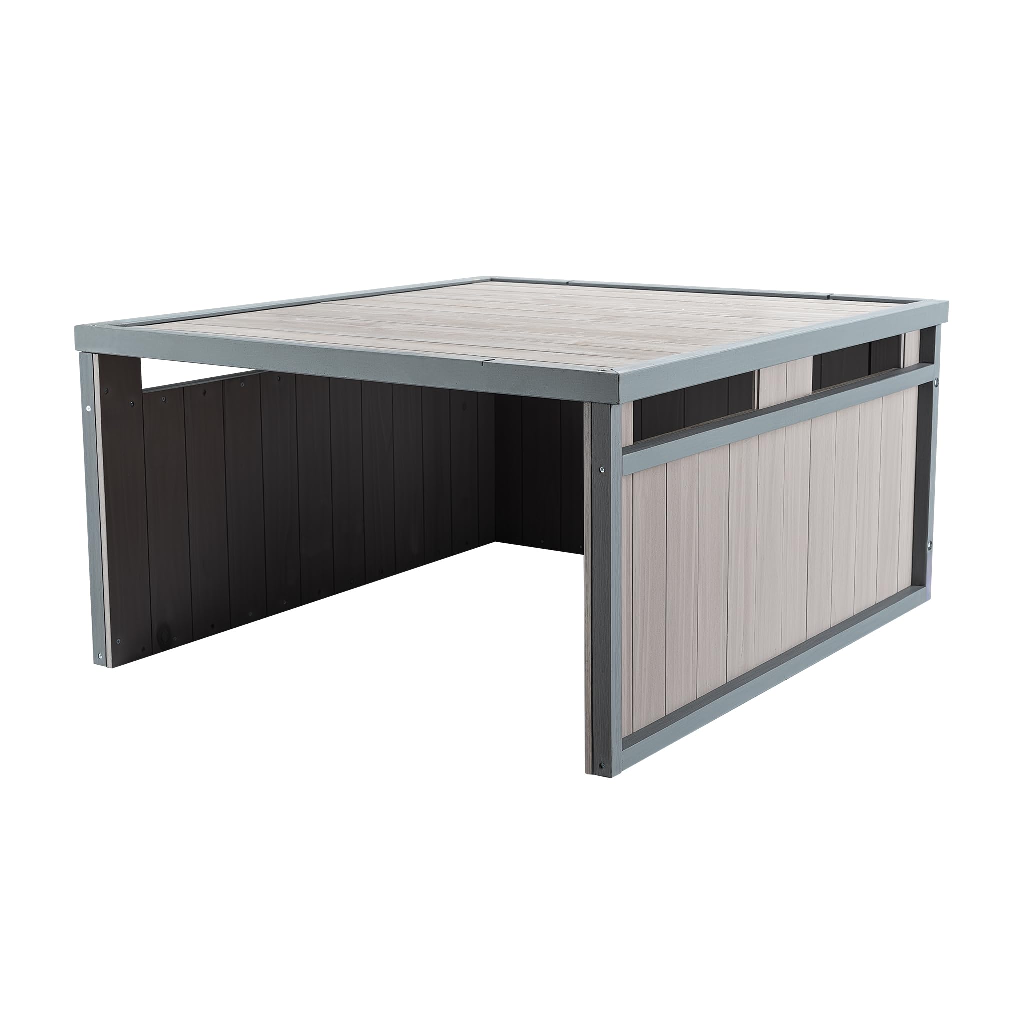 Wiltec Garage de Robot Tondeuse – 800 x 700 x 380 mm – Couleur Grise – en Bois Massif et avec Toit Plat – Abri Carport de Jardinage Tonte de Gazon