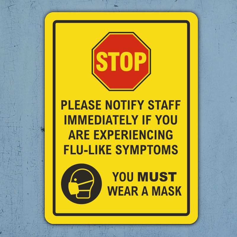 Stop Notify Staff Wear Mask Sign | Waterproof Sticker