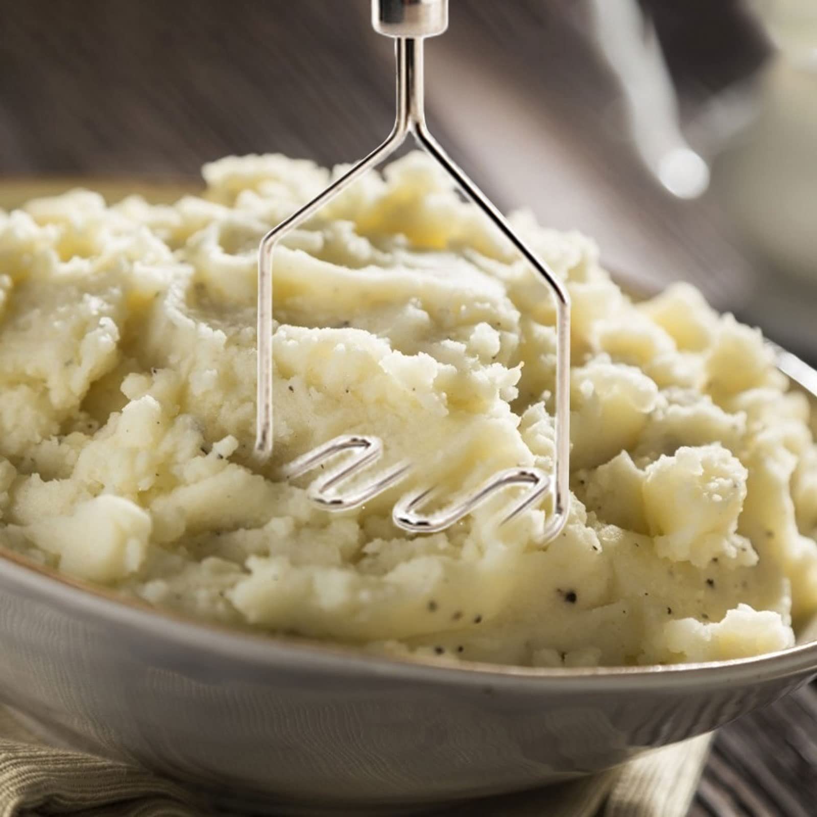 Stampfer Edelstahl Welle Kartoffelstampfer Gemüse Obstschneider Brecher Lebensmittel Kürbis Presse Schlamm Küche Kochzubehör Stampfer