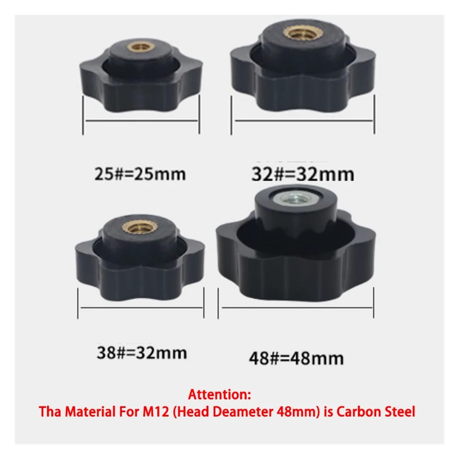 Manopole Serraggio Dadi A Stella - Filetto Femmina In Plastica Per Attrezzature Meccaniche - Foto 9