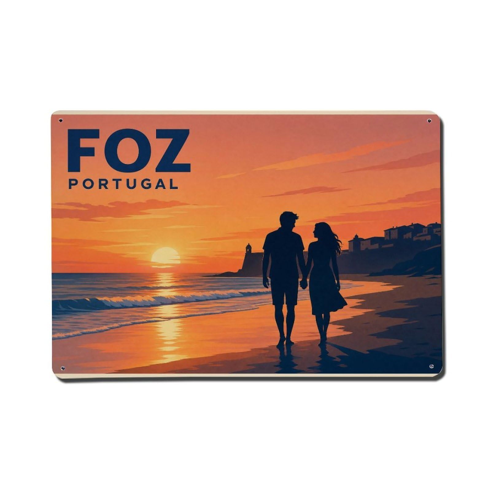 Metal Tin Sign Vintage Travel Portugal Foz
