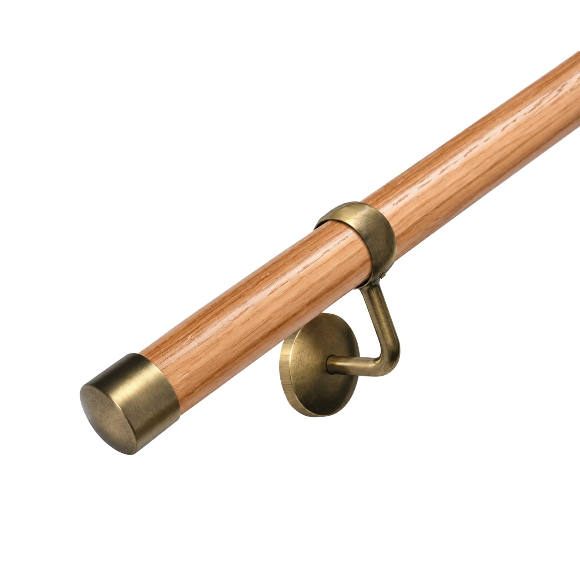Banister Stair Handrail Kit (Red Oak Pole & Antique Brass Fittings, 1.2m)
