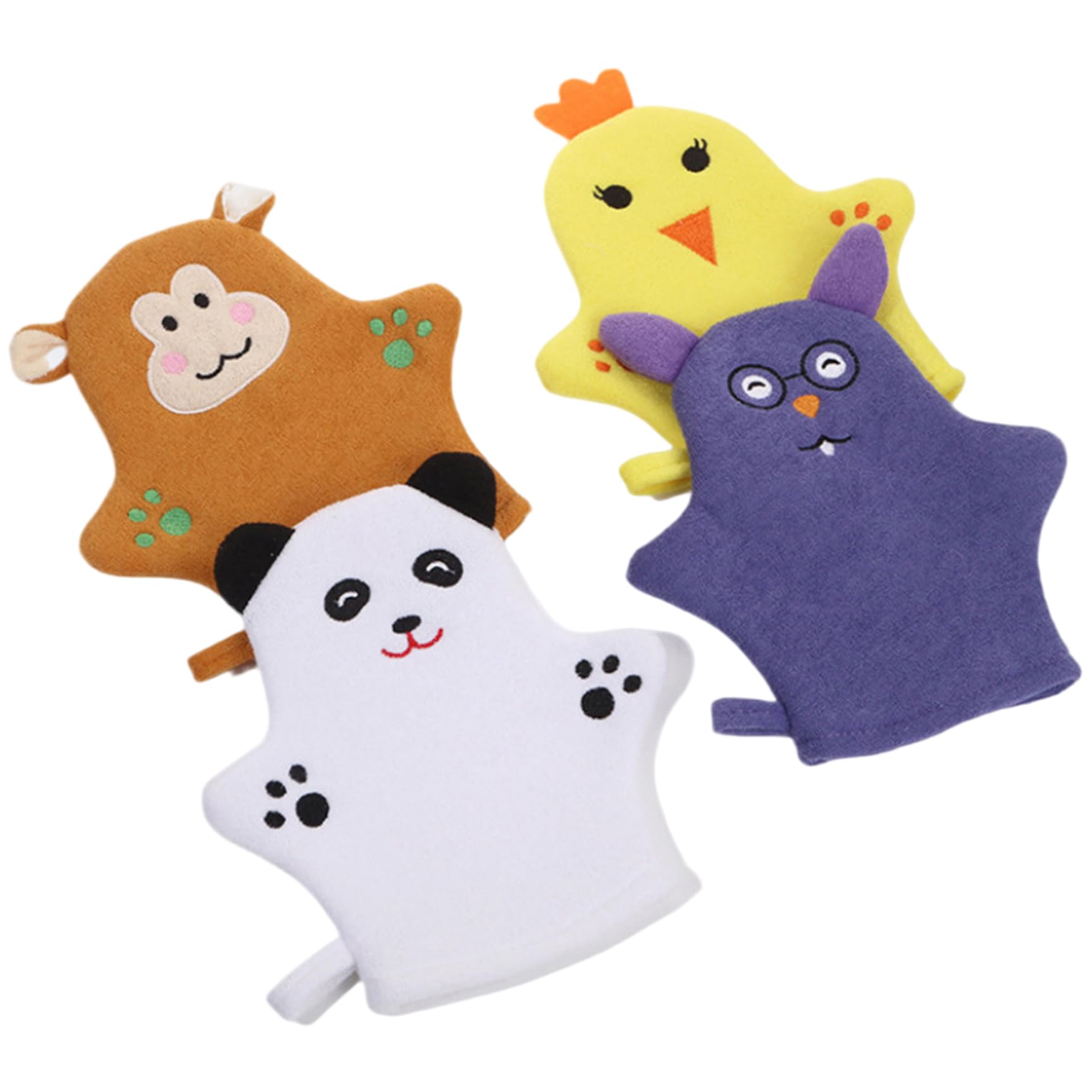 Kids Washcloths, 4Pcs Baby Washcloths Soft Cartoon Baby Safe Kids Cute Animal Wash Mitts for Body for Bath Shower Boys Girls
