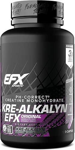 EFX Sports Kre-Alkalyn PH-Correct Creatina Monohidrato Fórmula multi-patentada ganar fuerza desarrollar músculo y mejorar el rendimiento 120