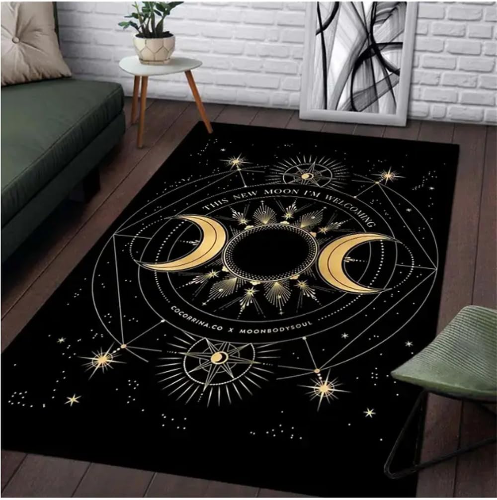 Tapis autel sorcière soleil lune paillasson salon gothique 80x150