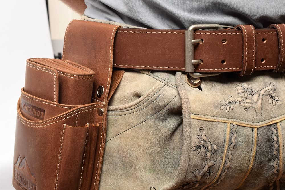 Menzo Kellnergürtel aus echten Leder, Gürtel für Kellnertaschen, extra breiter Kellnerbörsengürtel, Gürtel für Damen und Herren
