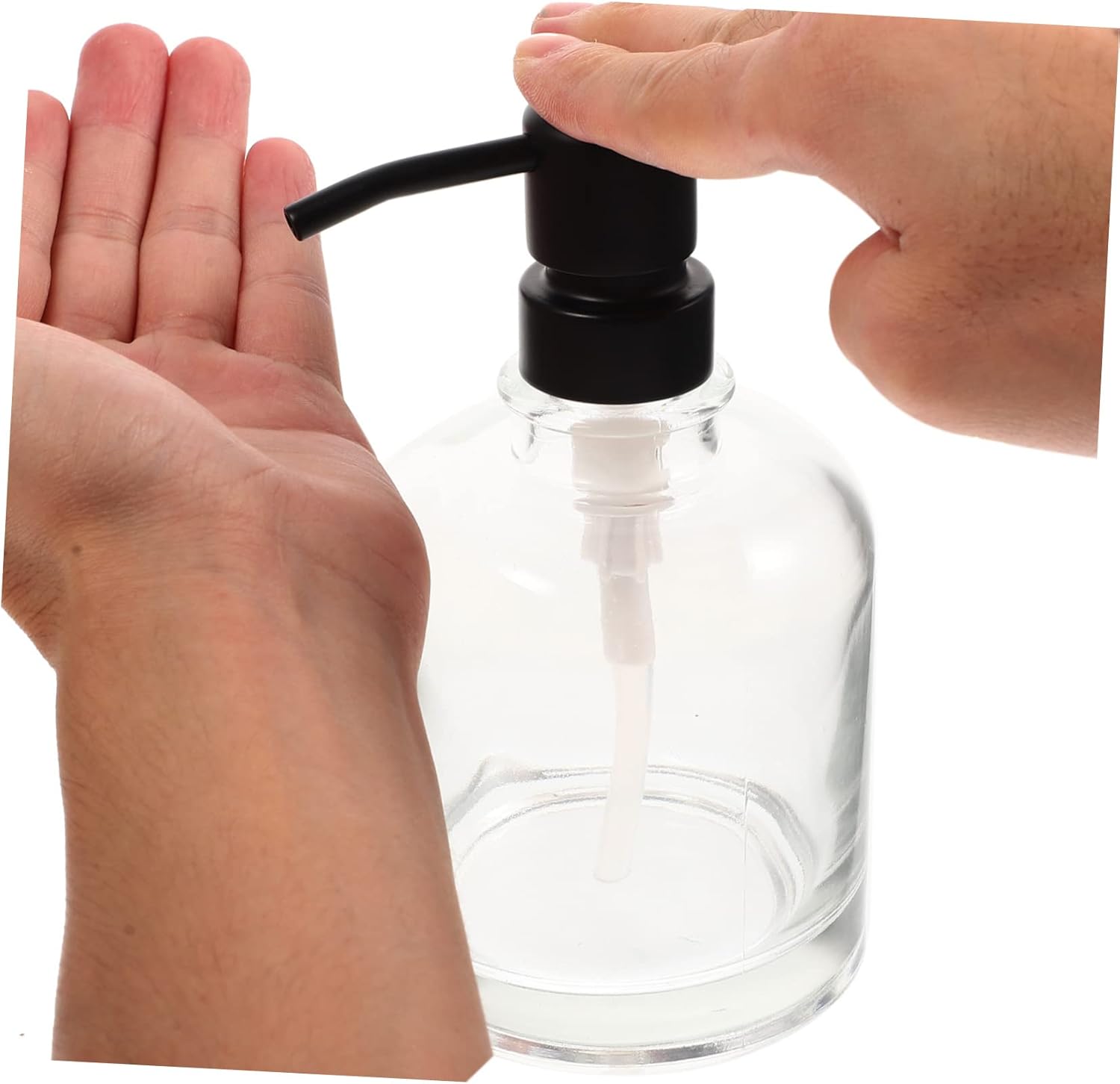 Alipis 2pcs Glass Soap Dispenser Refillable Shampoo and Lotion Pump Bottles with Stainless Steel Pumps for Bathroom and Kitchen Storage