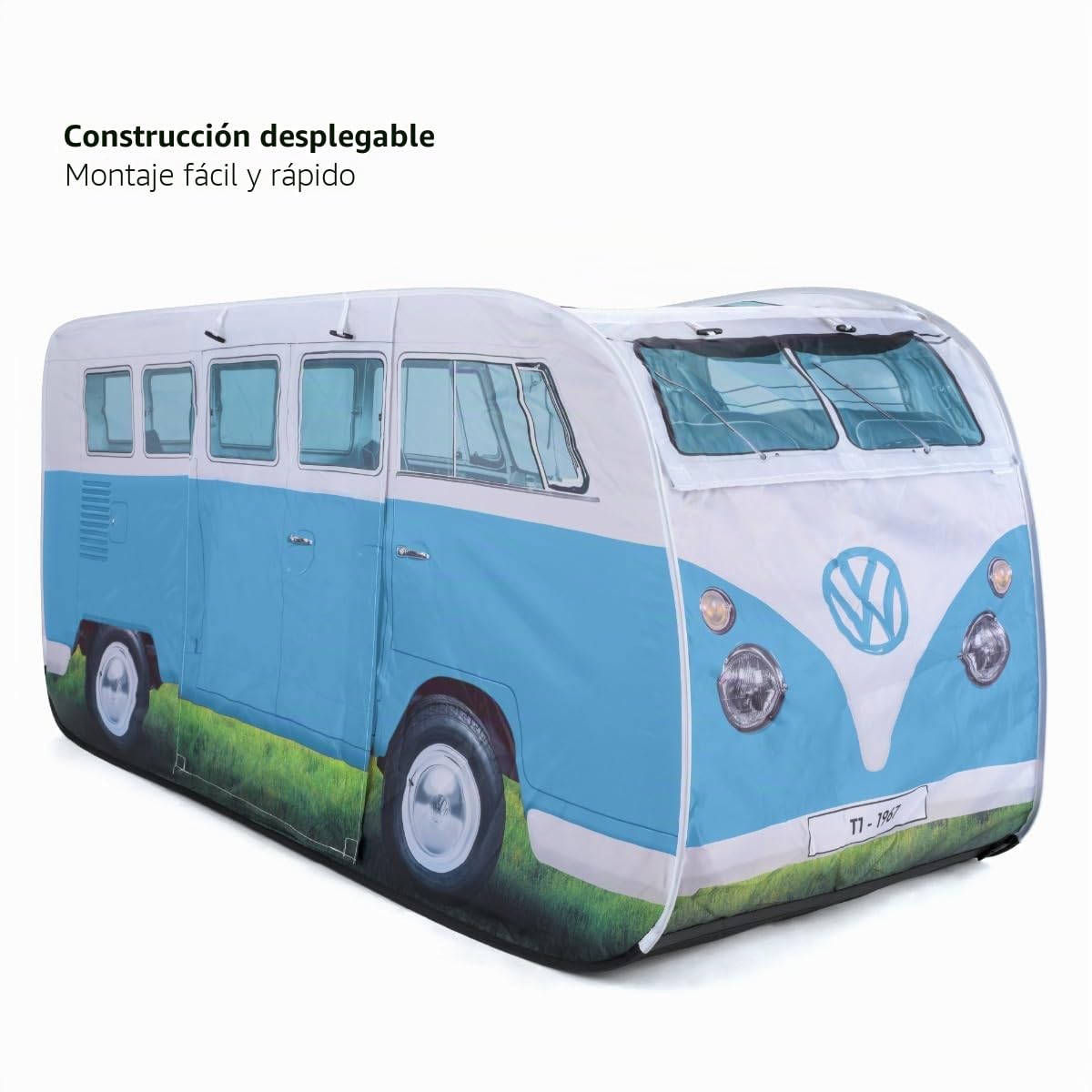 VW Collection - Volkswagen Furgoneta Hippie Bus T1 Van Tienda de campaña Pop up para niños (Azul & Blanco)