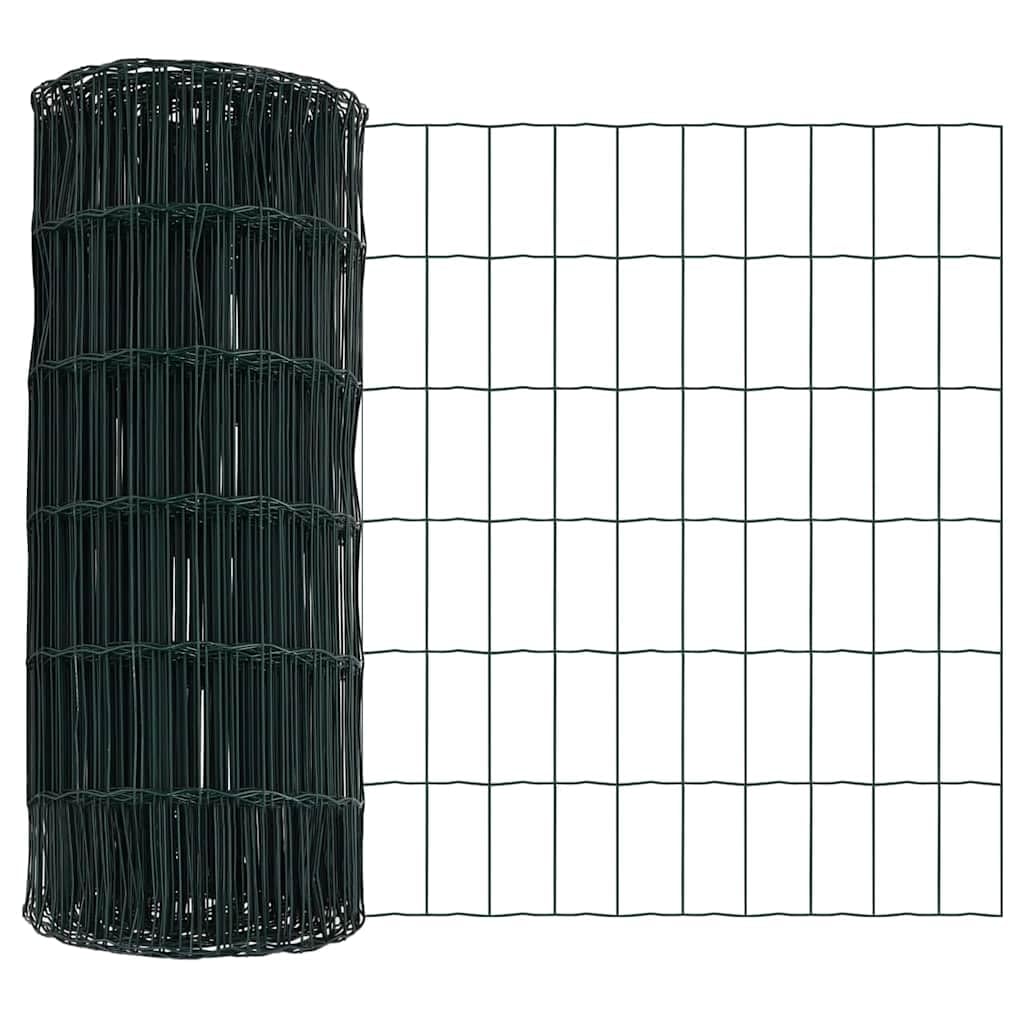 Valla europea verde 10 m x 0,6 m – Valla de jardín de acero con revestimiento de PVC, incluye postes, alambre tensor y accesorios – Valla robusta para jardín y terraza