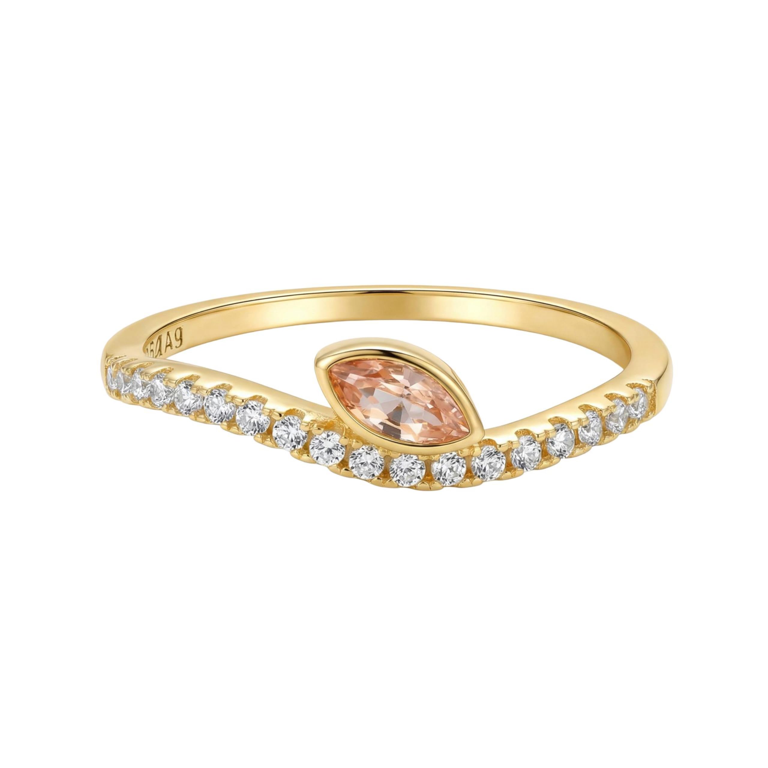 NOELANI - Damen Ring 925 Silber - Vergoldet/Golden - mit Zirkonia und Preciosa