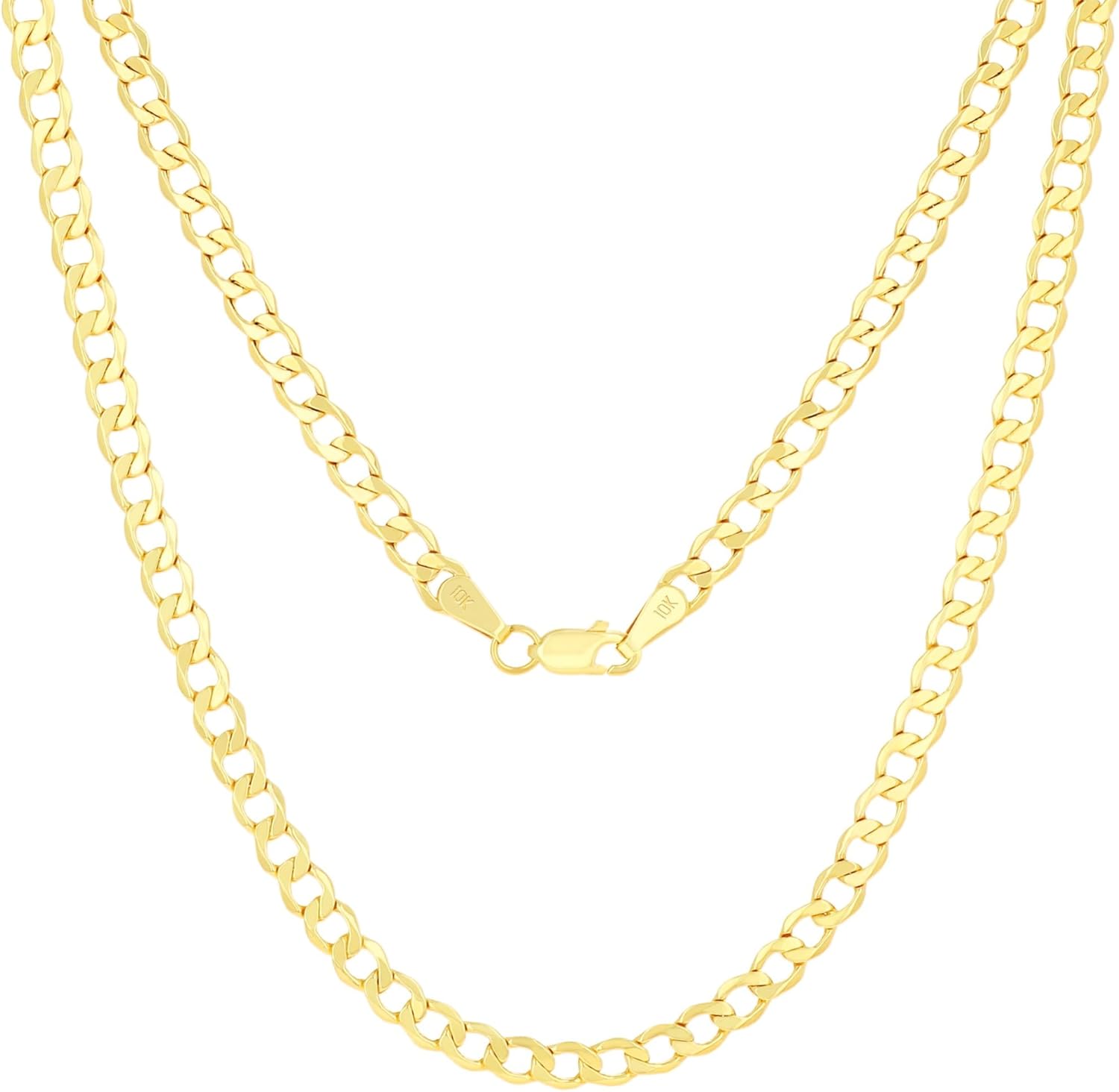 Nuragold 10k Real Yellow Gold Cuban Curb Link 3.5mm Chain Necklace (16"-30") Italian Jewelry for Men & Women - Image 6