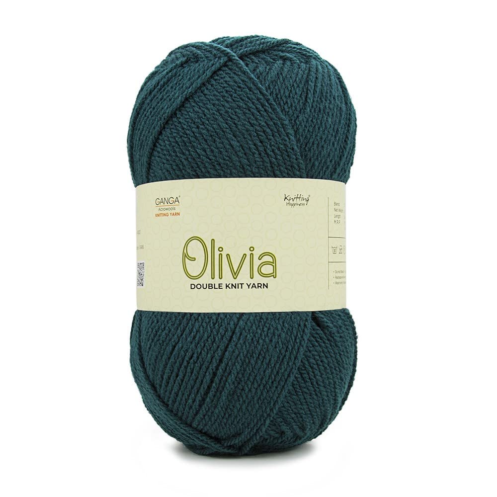 GANGA Acrylic Olivia Hand Knitting And Crochet Yarn (Myrtle Green) (100Gms)