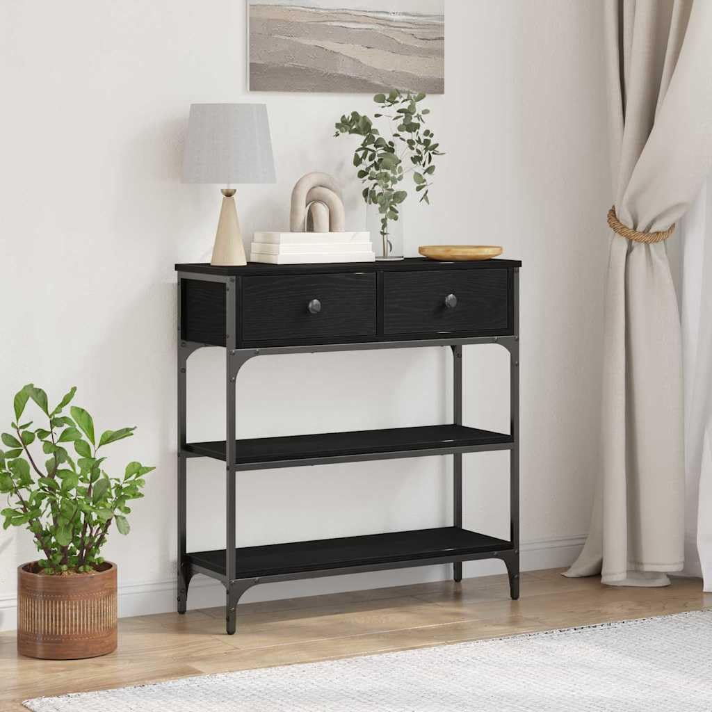 Consola de madera de roble negro ideal para organizar el pasillo o salón