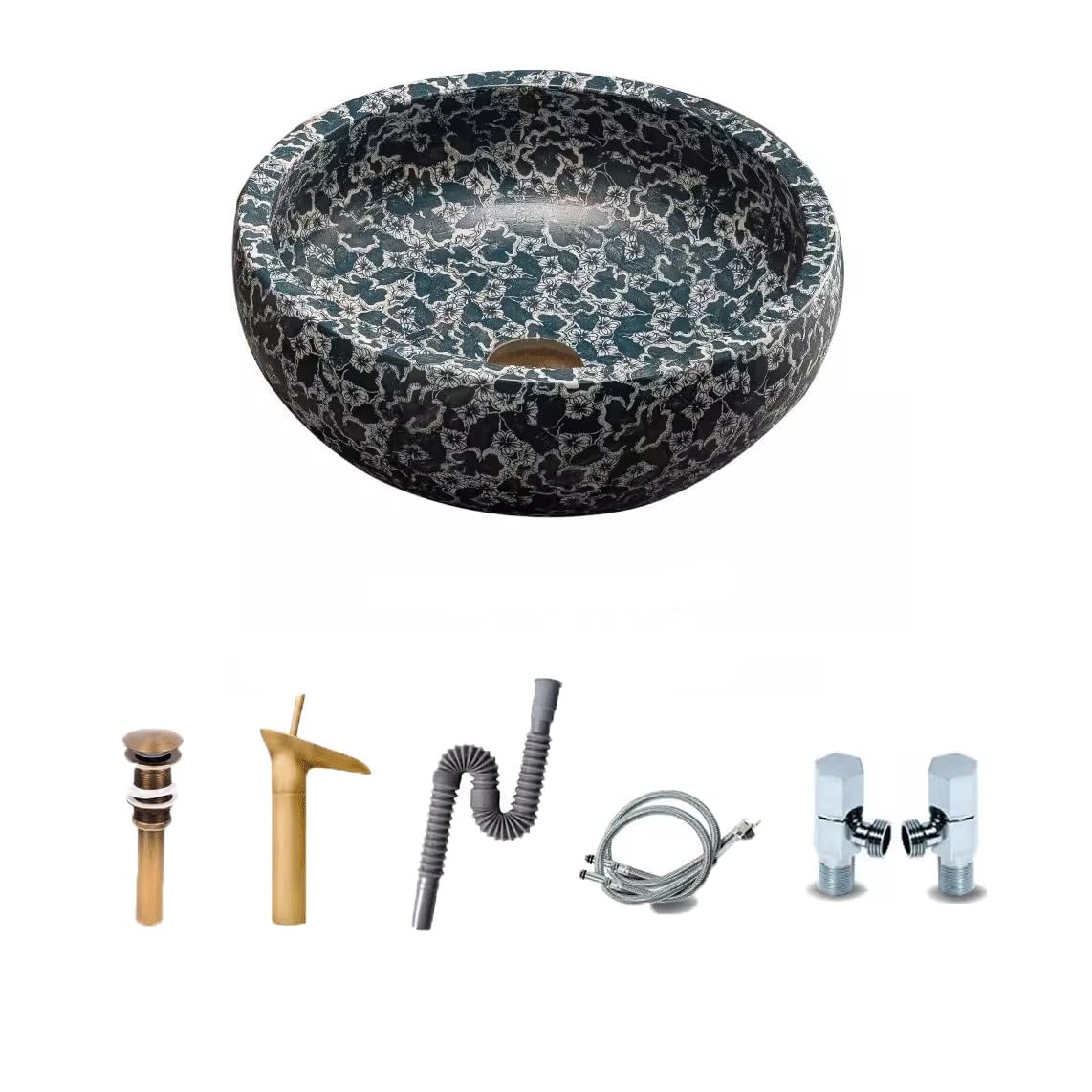 WDSOPK Sink Vessel Retro Above-The-Counter Basin Home Washbasin Single Courtyard Pool Sink,One Color-A