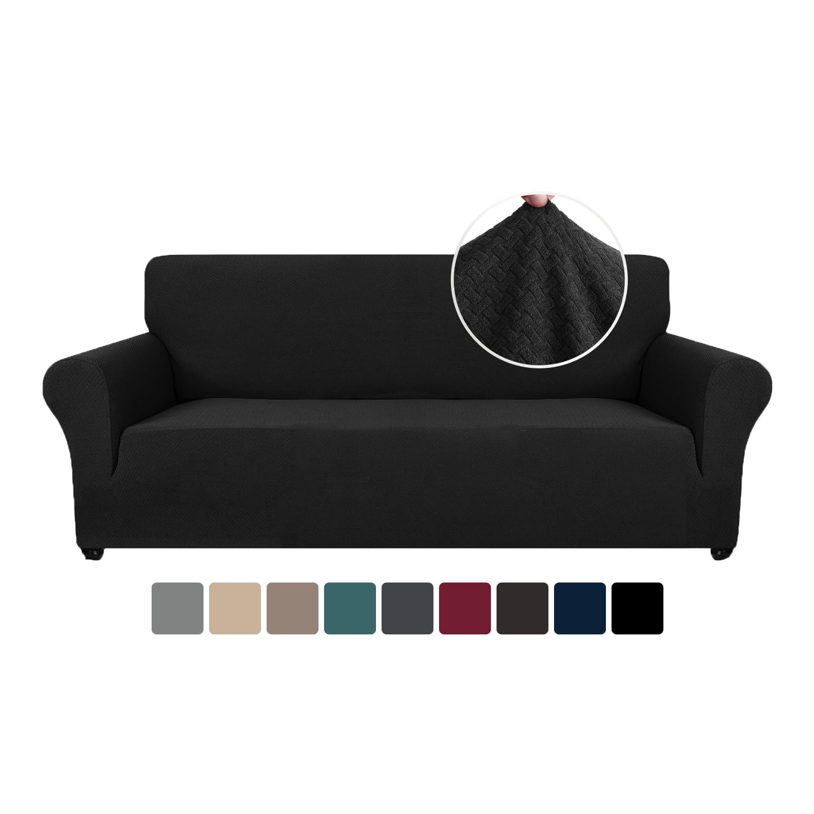 Ystyle Copridivano 3 Posti Con Braccioli - Elasticizzato Copri Divano Antigraffio Gatto, Fodere Copridivani Antiscivolo Antimacchia Lavabile, Copripoltrona Bottom Con Elastica, Nero