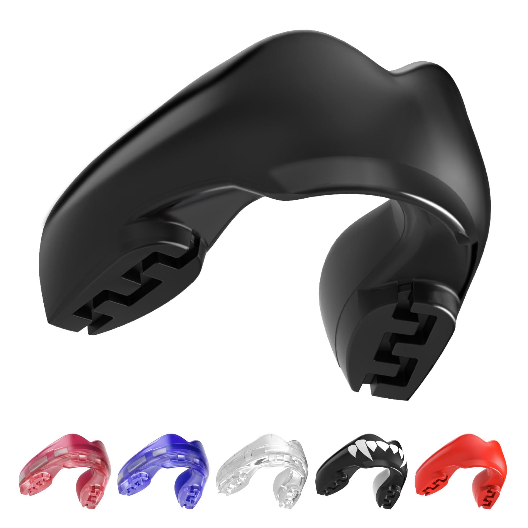 SAFEJAWZ Sports Gum Shield for Braces One Size Sports Mouth Guard For All Full Contact Sports Including Rugby, MMA, Martial Arts, Kickboxing, Judo, Hockey & Boxing (Black)