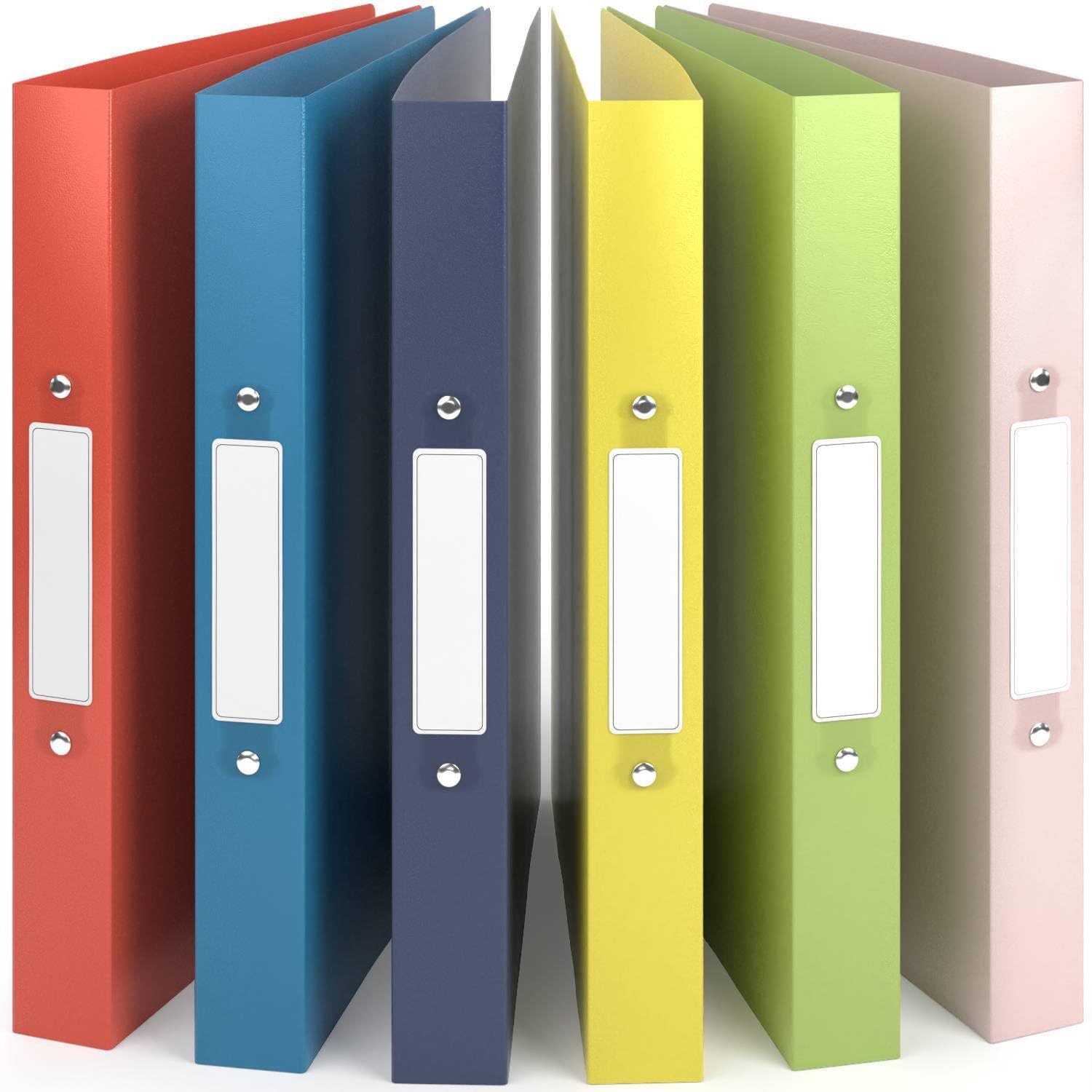 ACROPAQ - 6 x Ring Binder A4 - Flexible A4 Folder Files for 200 Pages, Binders with 2 Rings, Spine Width 3.5 cm, Summer 'Nature' Color Collection - Slim Binder, School Folder, Plastic Folder