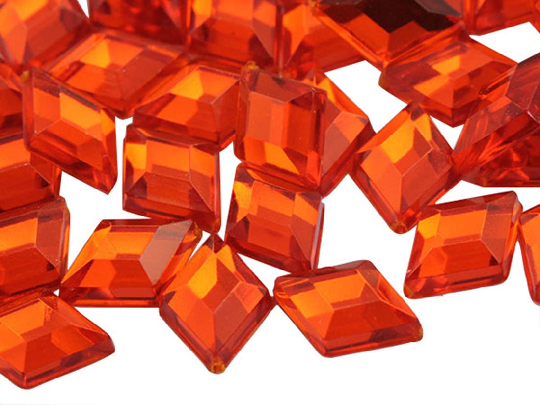 Allstarco 10x7mm Orange Hyacinth .HC Flat Back Diamond Acrylic Rhinestones Plastic Gems for Jewelry Making Costume Jewels Cosplay Embelishments - 100 Pieces