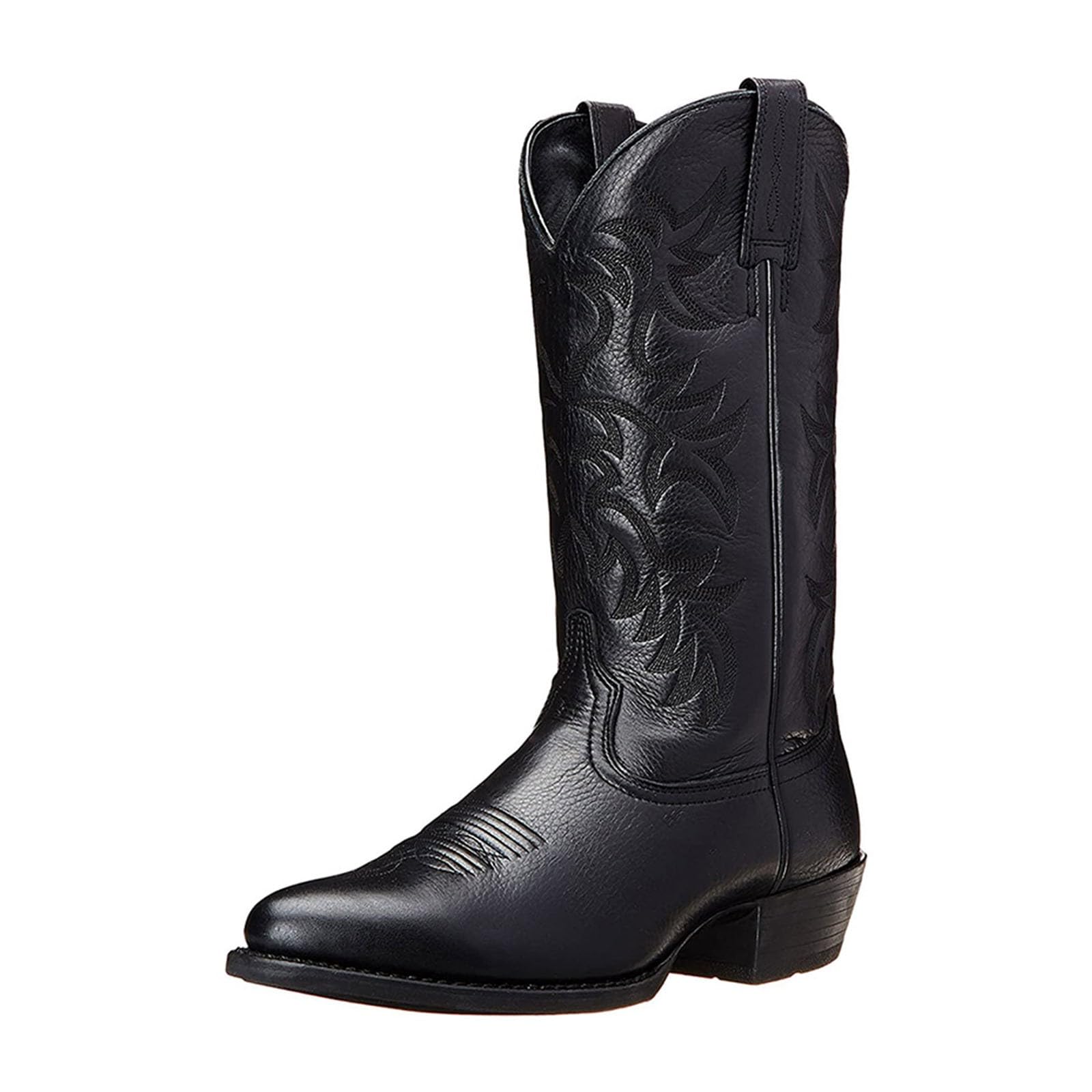 MJGkhiy Bottes Texani Cowboy Bottes à Talons Blocs Suède