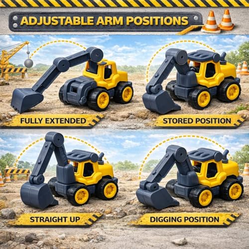 Image of JCB Construction Vehicle Toy Set for Kids | Bulldozer & Excavator Engineering Trucks | Construction Toys | Sand Play Truck Toys for Boys & Girls Age 2-7 Years | Birthday Gift